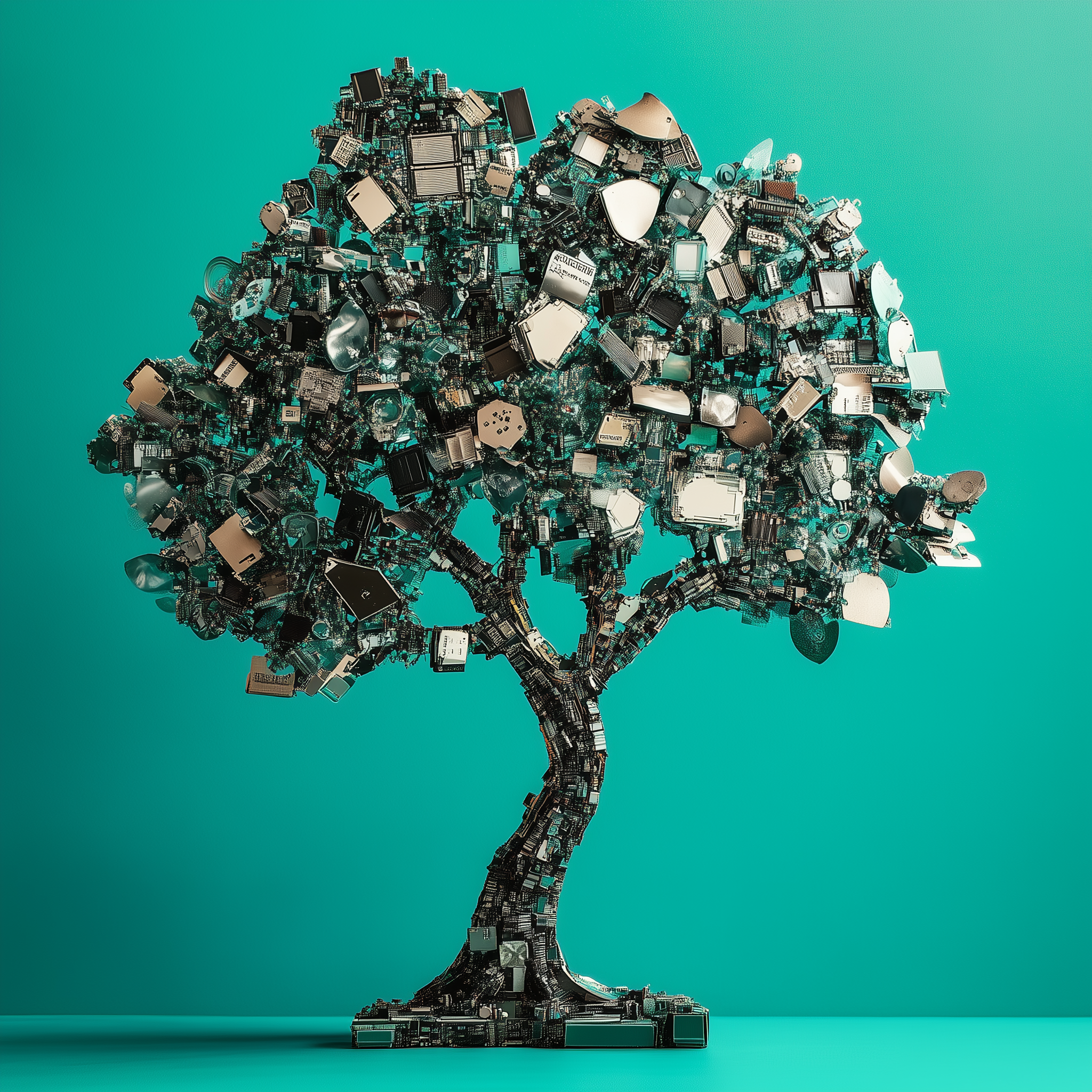 Nachhaltiges Recycling - Baum aus Computerteilen